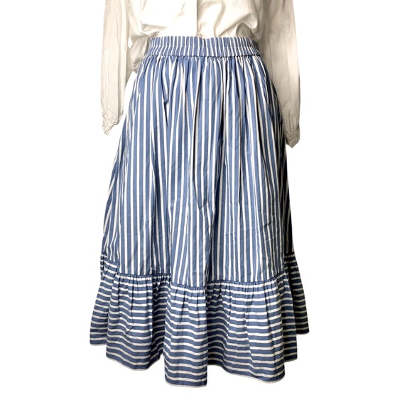 kate spade Dresses & Skirts - Kate Spade Striped Cotton Skirt Sz S Full Midi Ruffled Hem Coastal Summer Preppy